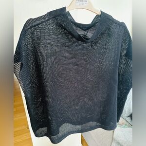 Eileen Fisher Black sheer knit top XL